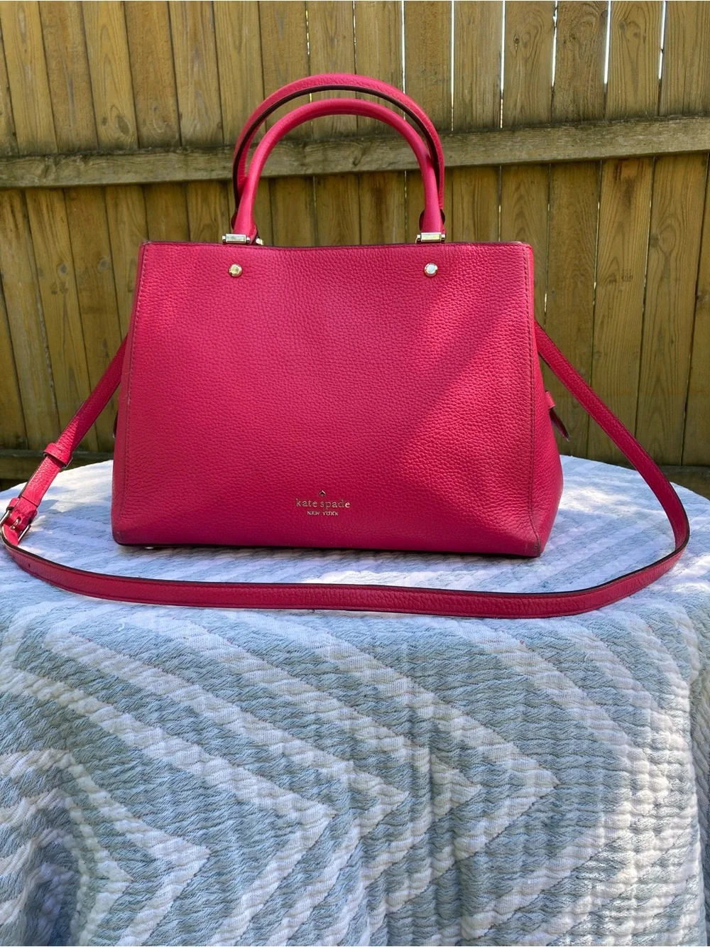 kate spade DarkPink Leather Satchel with Strap